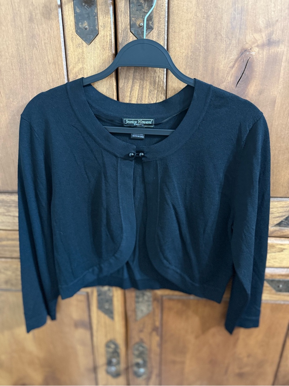 Jessica Howard Black Structured short crop Blazer shrug Size Large Guc